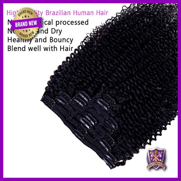 14 Inch Clip In Human Hair Extensions 8 Piece Set 120g Kinky Curly main image 6